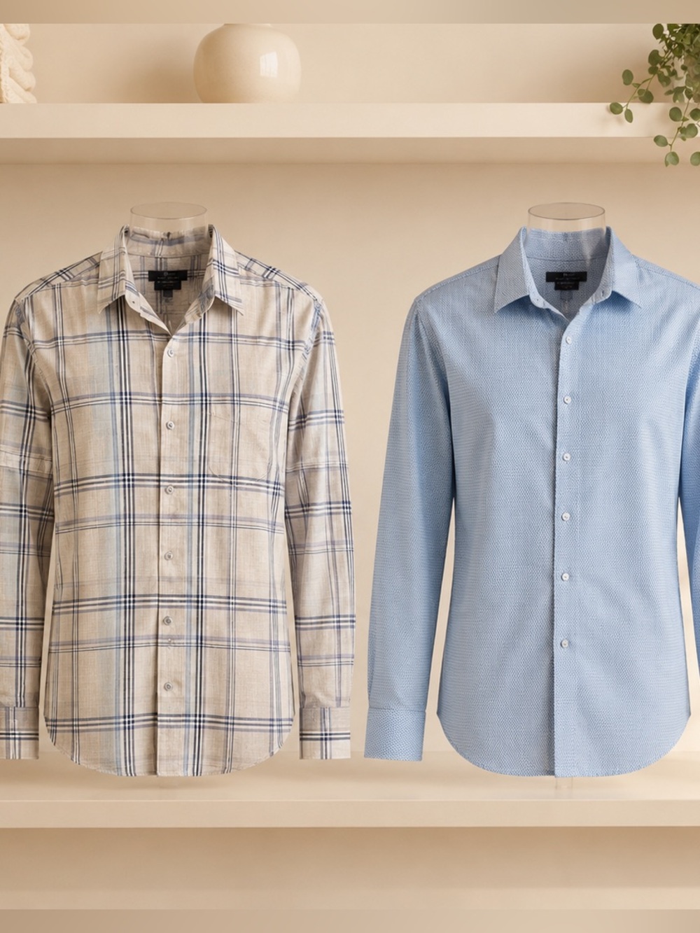 Marc Anthony Men's Size Large Slim Fit Long Sleeve Cotton Shirt Bundle of Two